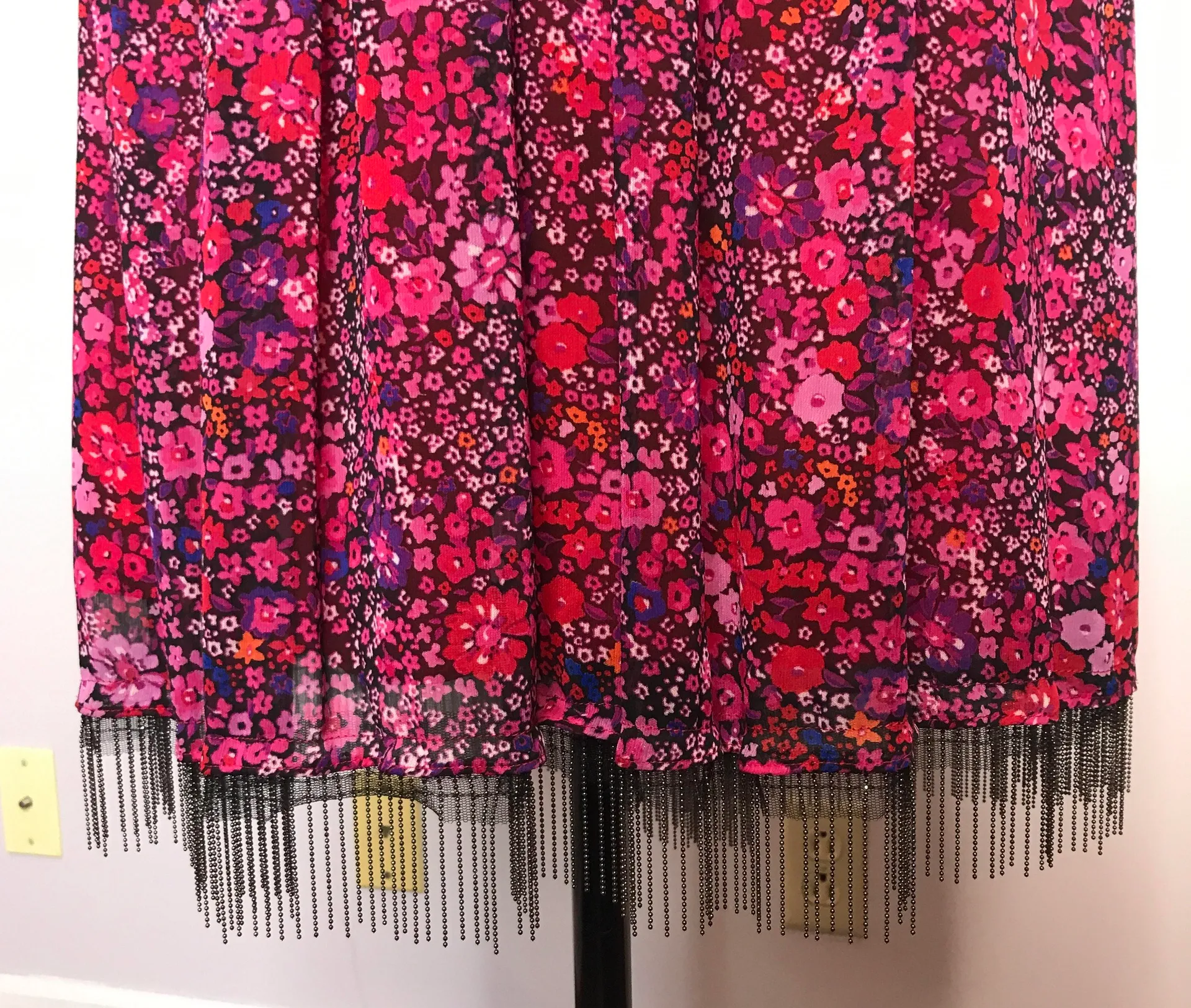 T Tahari Winnie Floral Print Beaded Fringe Skirt - Image 7