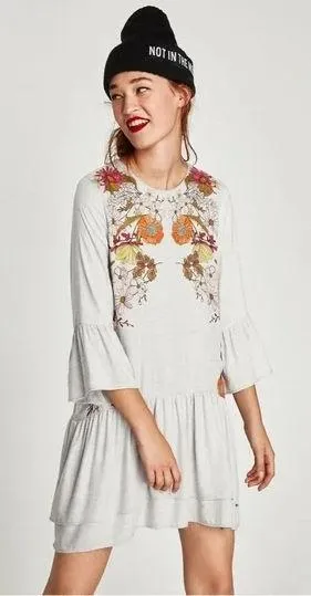 ZARA Trafaluc Collection Floral Printed Mini Dress With Frills NWT - Image 4