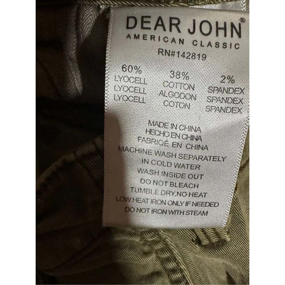 Dear John Gia Cargo Palm Green pants joggers high rise elastic ankle sz 28 - Image 10