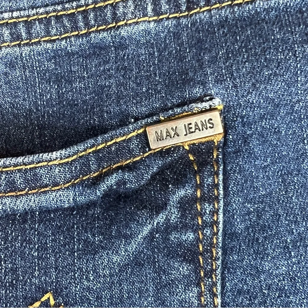 Max Jeans Size 4 Skimmer Cropped 5 Pockets Belt Loops Dark Blue Wash Jea… - Image 9