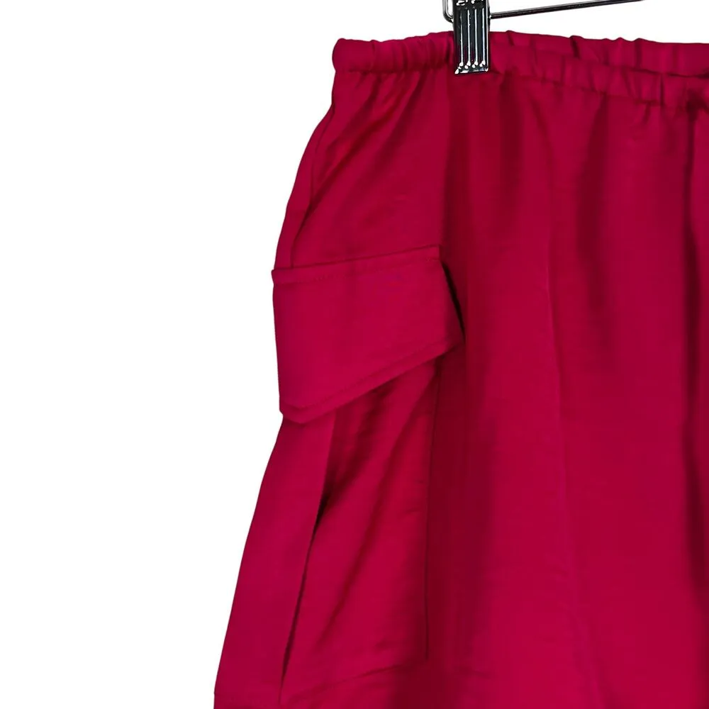 NWT A New Day Shorts Womens L Fuschia Pink Satin Cargo High Rise Barbiecore - Image 5