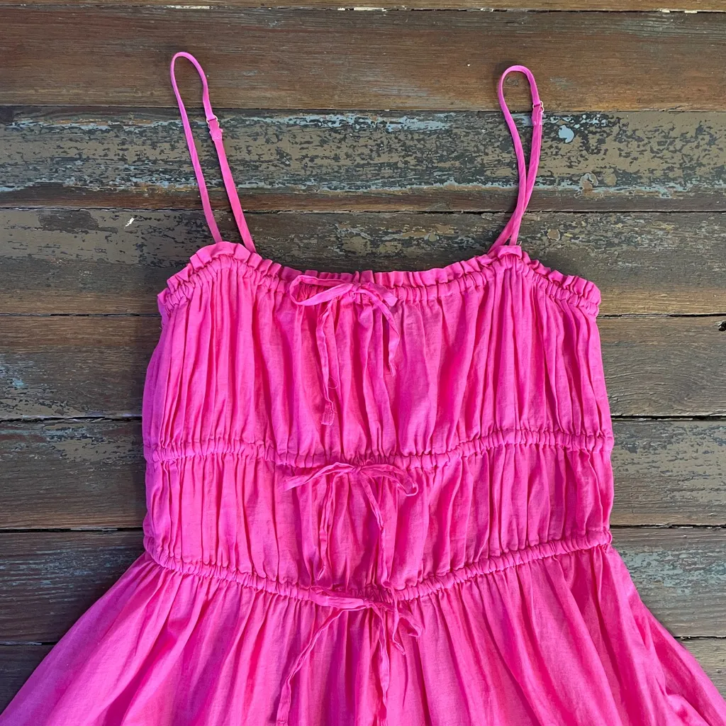 J. Crew Tie Front Voile Organic Cotton Pink Midi Dress - Sz M 🧡🎀 - Image 13