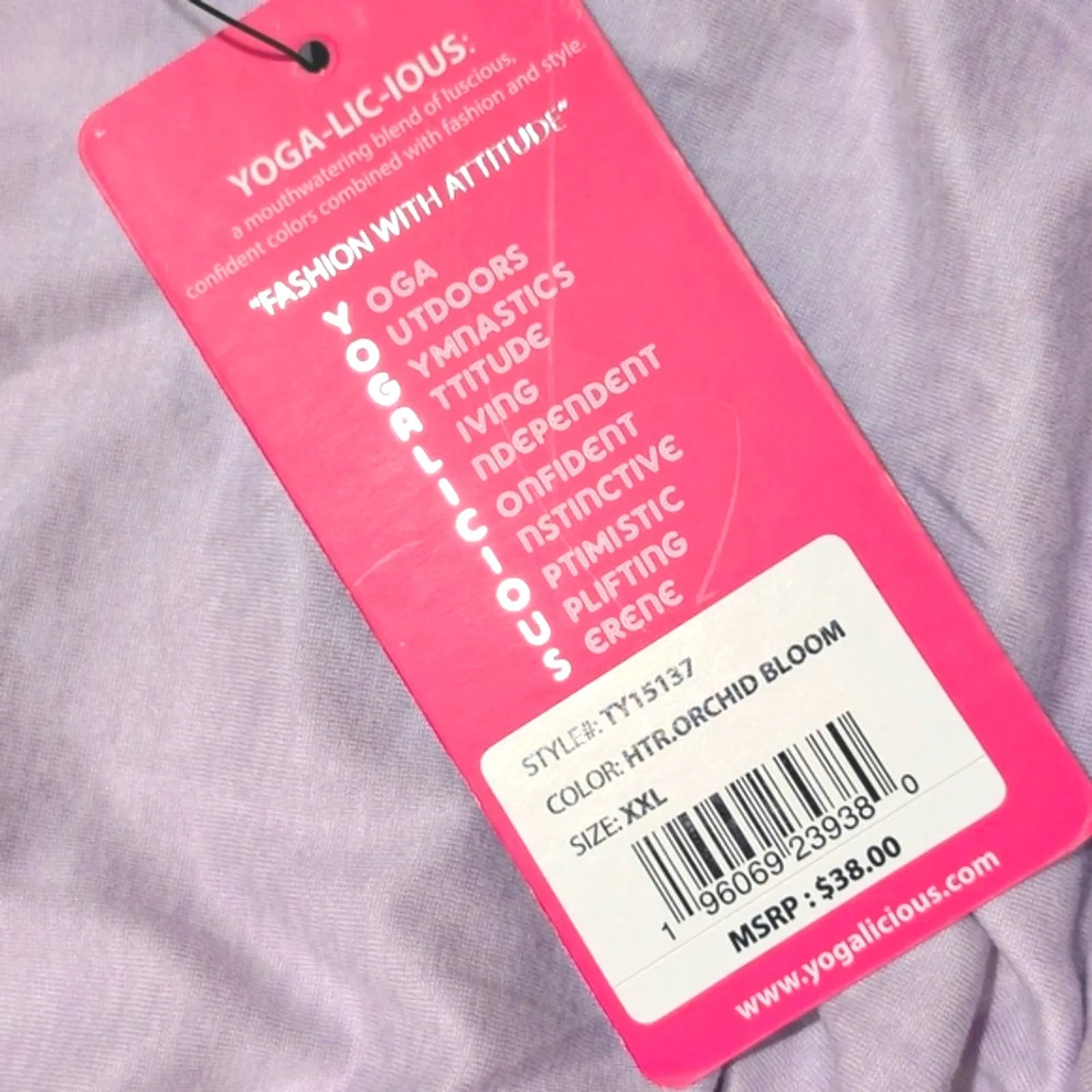 Yogalicious Tank Top Plus XXL 2X Lavender Twist Front Crop Shirt Yoga Workout - Image 2