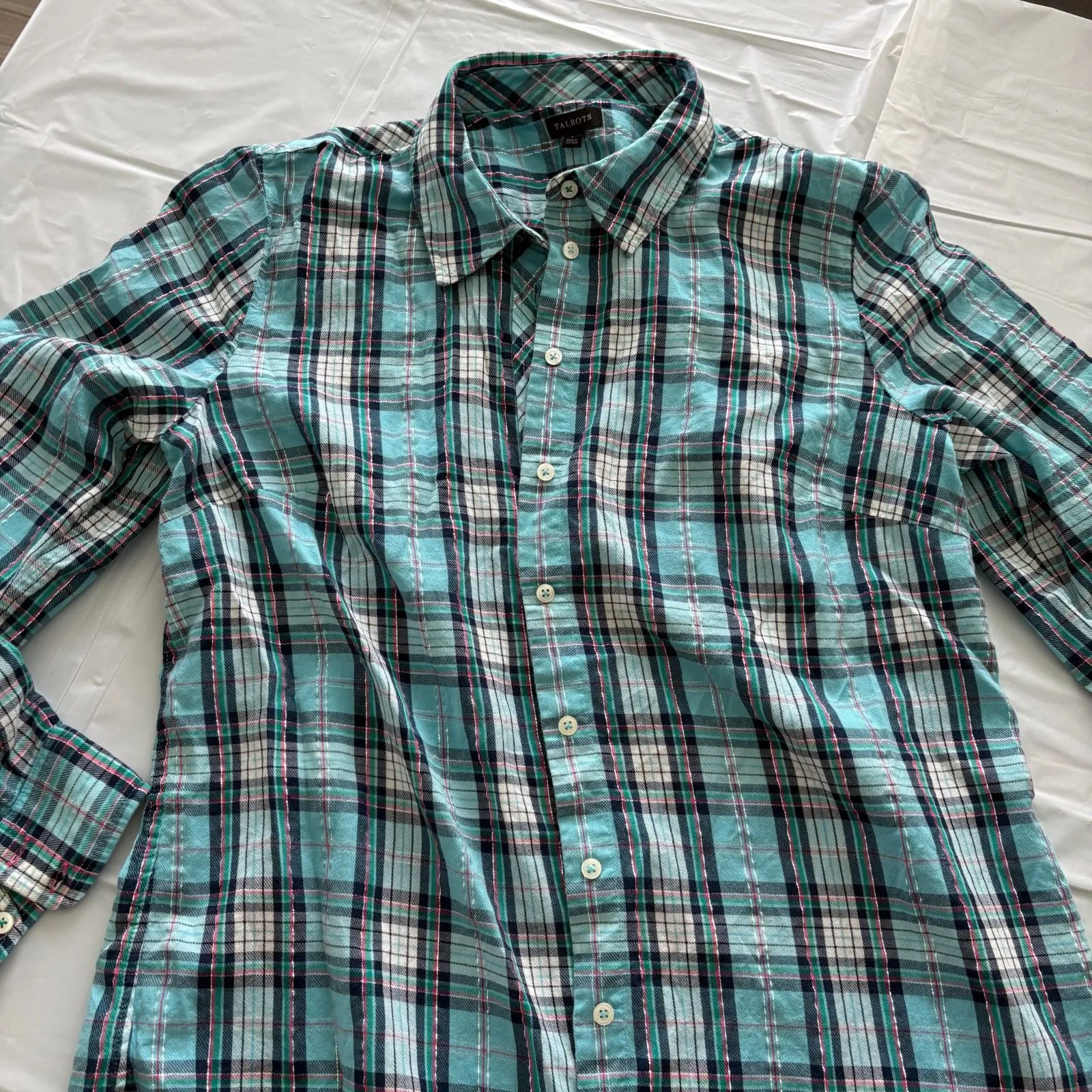 Talbot Long Sleeve Button Front Shirt Size Large EUC - Image 7