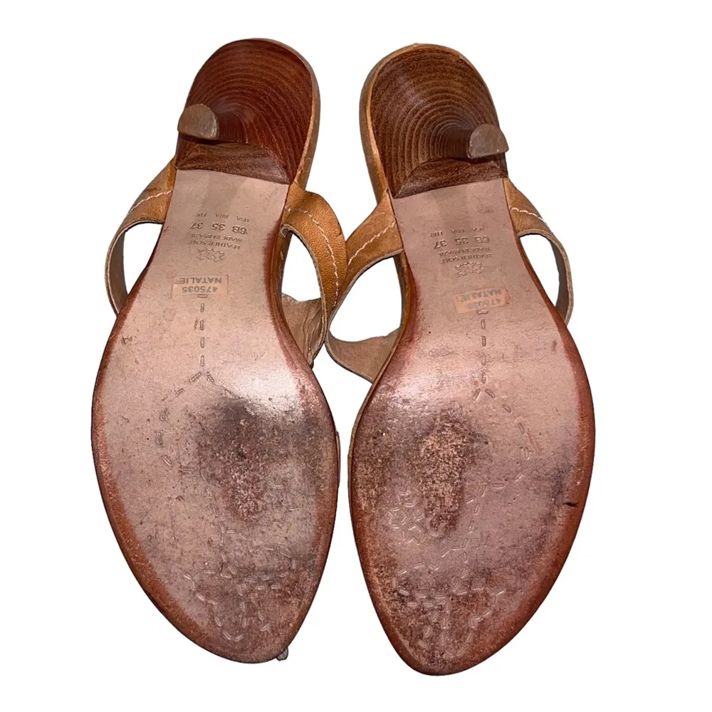 Schutz Natalie Brown Leather Medallion Sandals Heels - Image 8