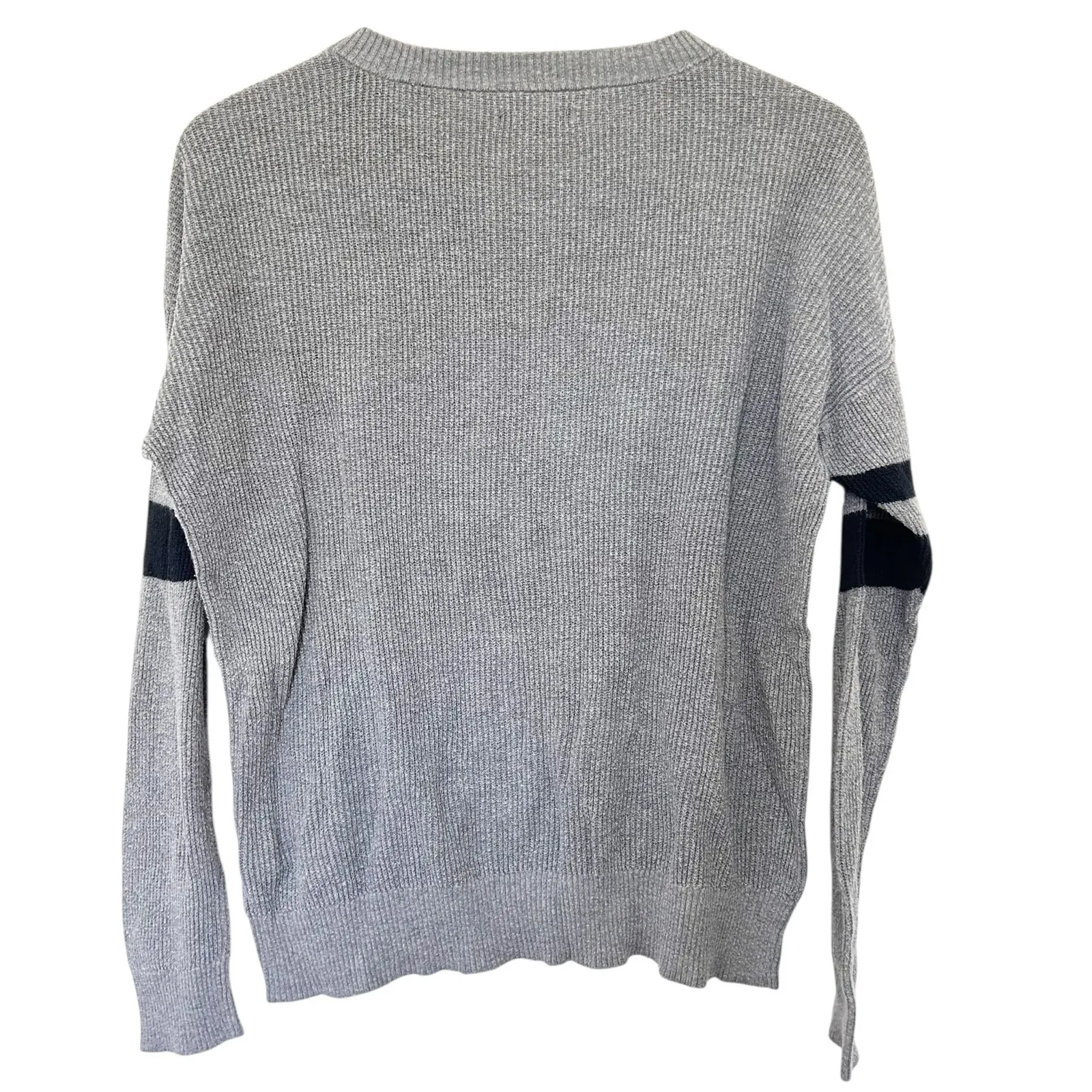 American Eagle Gray Ribbed Henley Sweater Sz S - Image 4
