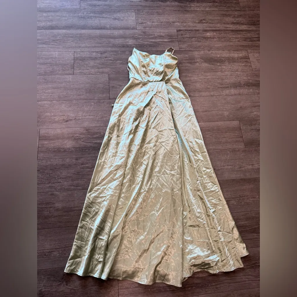 Speechless Light Green Satin Gown - Image 4