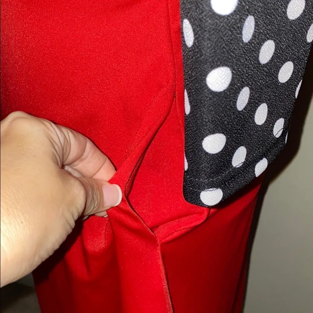 Oxiuly medium vintage red dress black white dots - Image 6