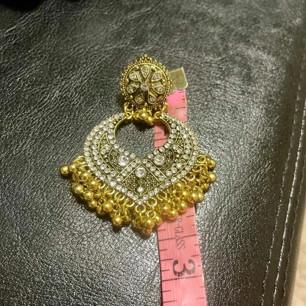 New! Ethnic Gold Earrings Trendy Women Girl Stylish Pakistani Indian Jewellery - Image 5