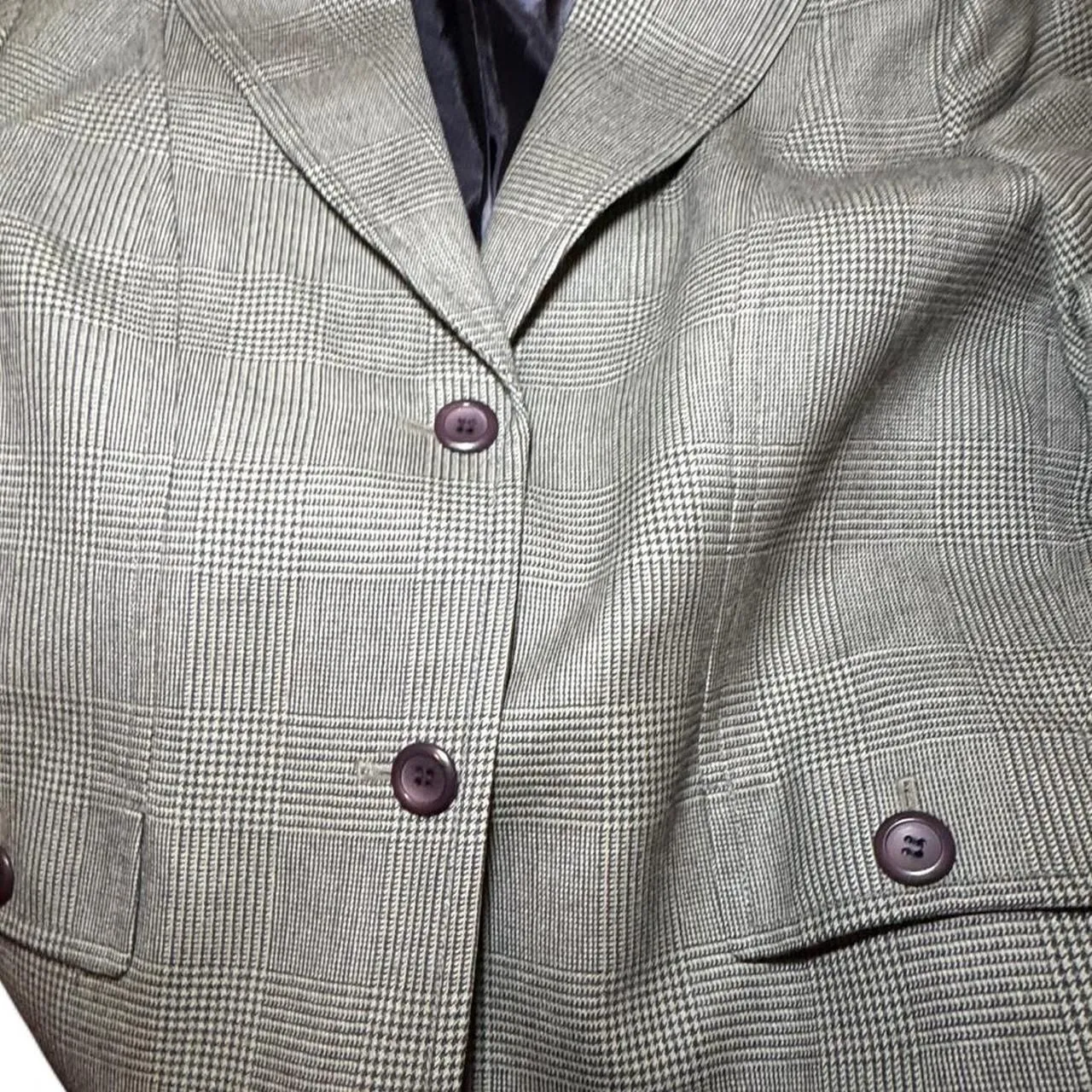 Pendleton Women’s 100% Virgin Wool Blazer Gray Glen Plaid Check Size 12 USA Fabr - Image 7