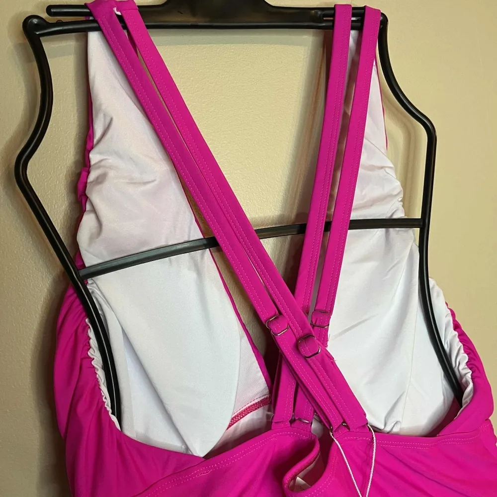 You Di An 3XL Barbiecore Neon Pink Side Rouched One Piece Swim Suit Size undefined - Image 4