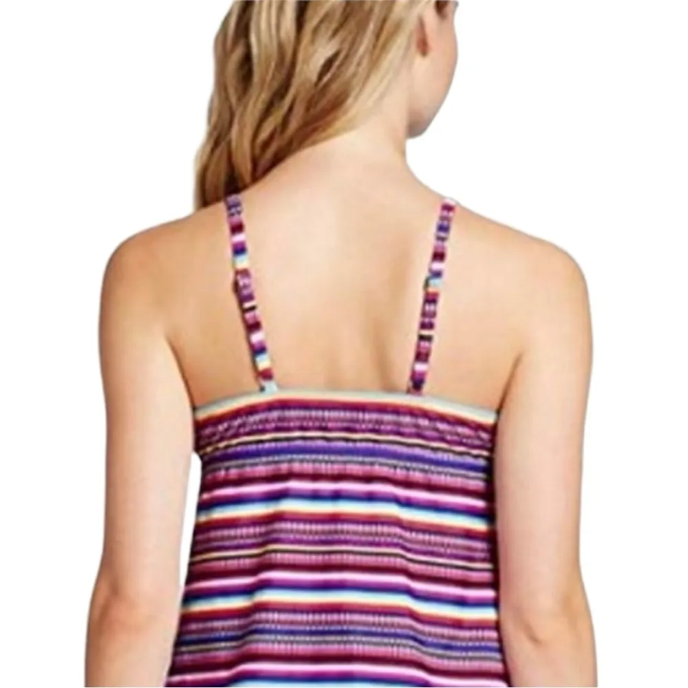 NEW Mossimo Women’s Deep Red Stripe Tankini Top Swimwear size XS - Image 2