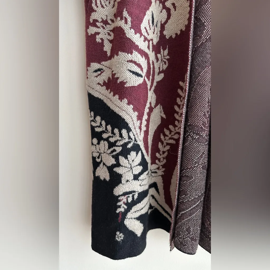 Maxsport Floral Bohemian Black/Red Duster Cardigan Sweater, Size Large Black - Image 7