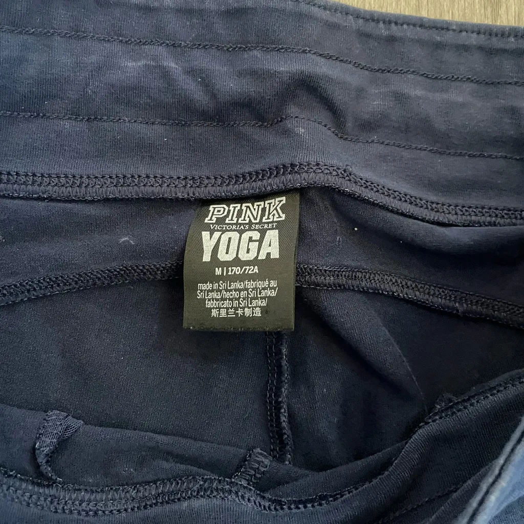 PINK Yoga Navy Blue Washed Jogger Leggings size Medium - Image 4