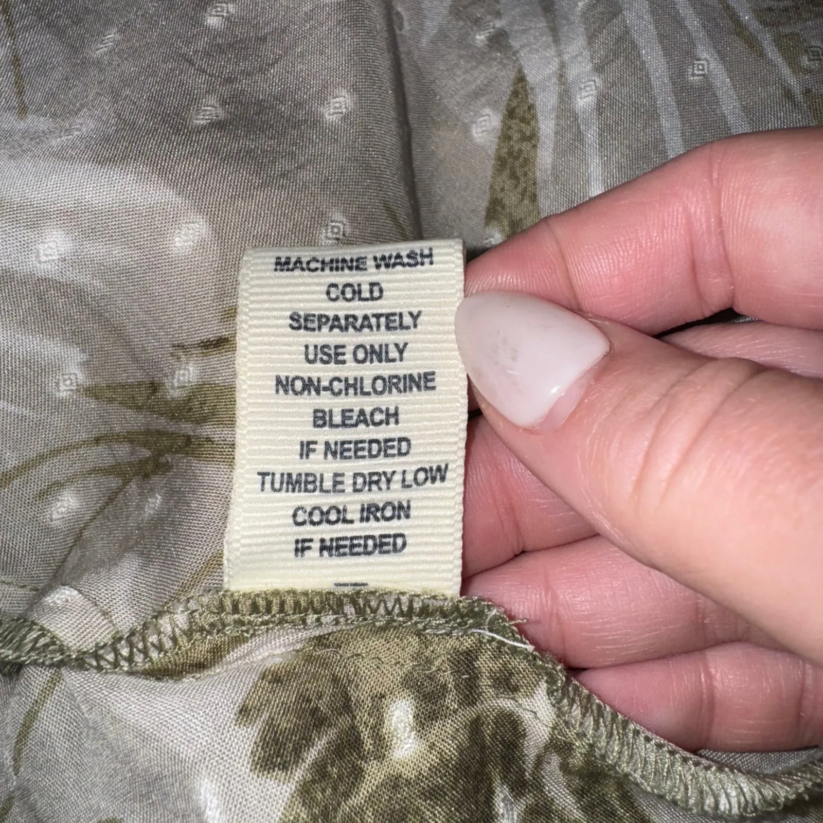 Lucky & Coco Womens Dress Medium M Gray Green White Leaf Print Long‎ Sleeve - Image 9