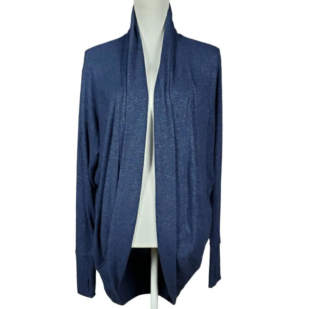 Athleta Luxe Pose Wrap Cardigan Size XS Open Blue Thumb Holes Lagenlook Longline - Image 2