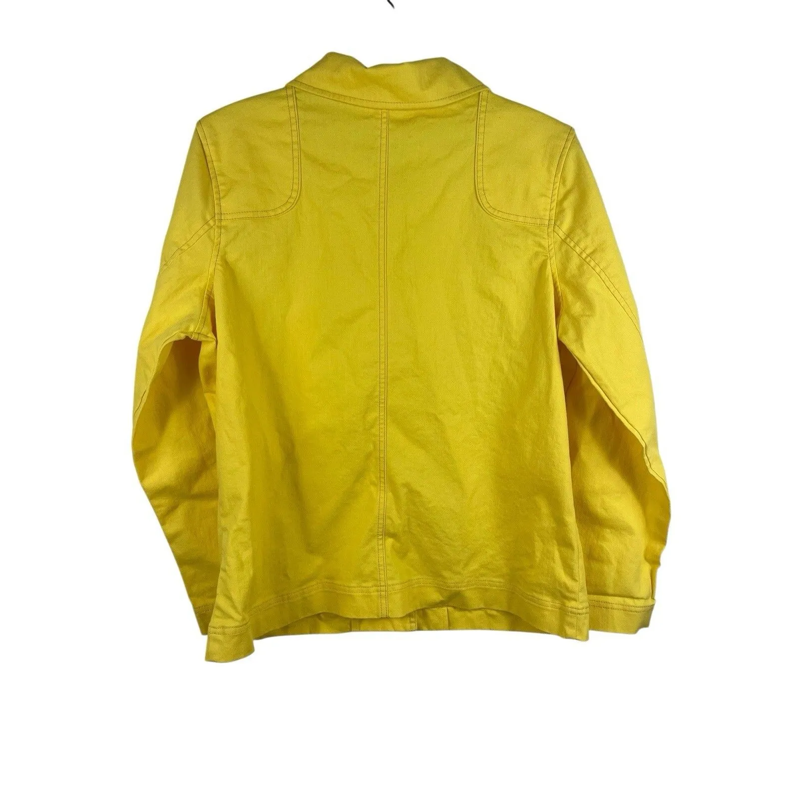 Denim & Co Women’s M Yellow Button Front Jacket Shacket Cotton Spandex Stretch Size M - Image 7