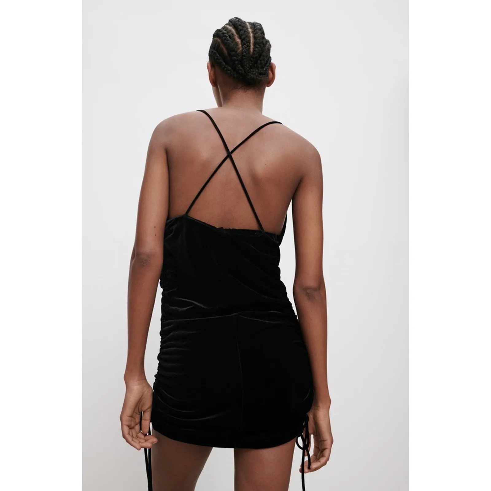 Zara Velvet Draped Mini Dress - Image 11