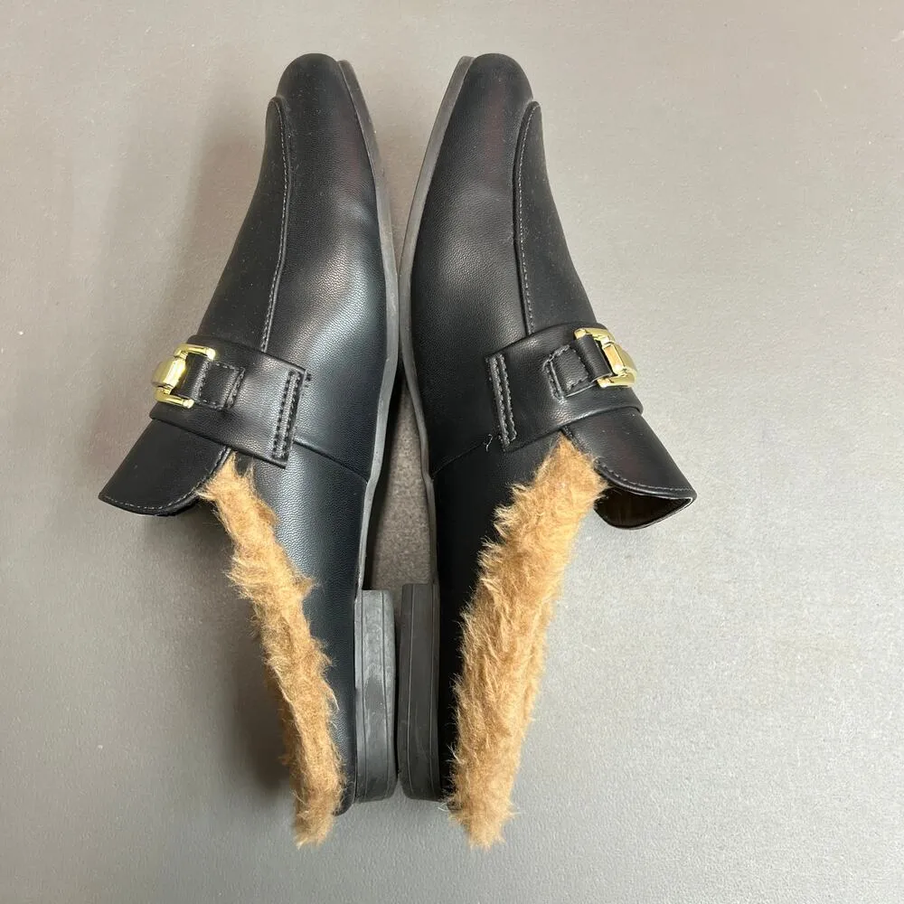 Madden Girl Brinly Womens Loafers Mules Size 8.5 Faux Leather Faux Fur Slip On - Image 6