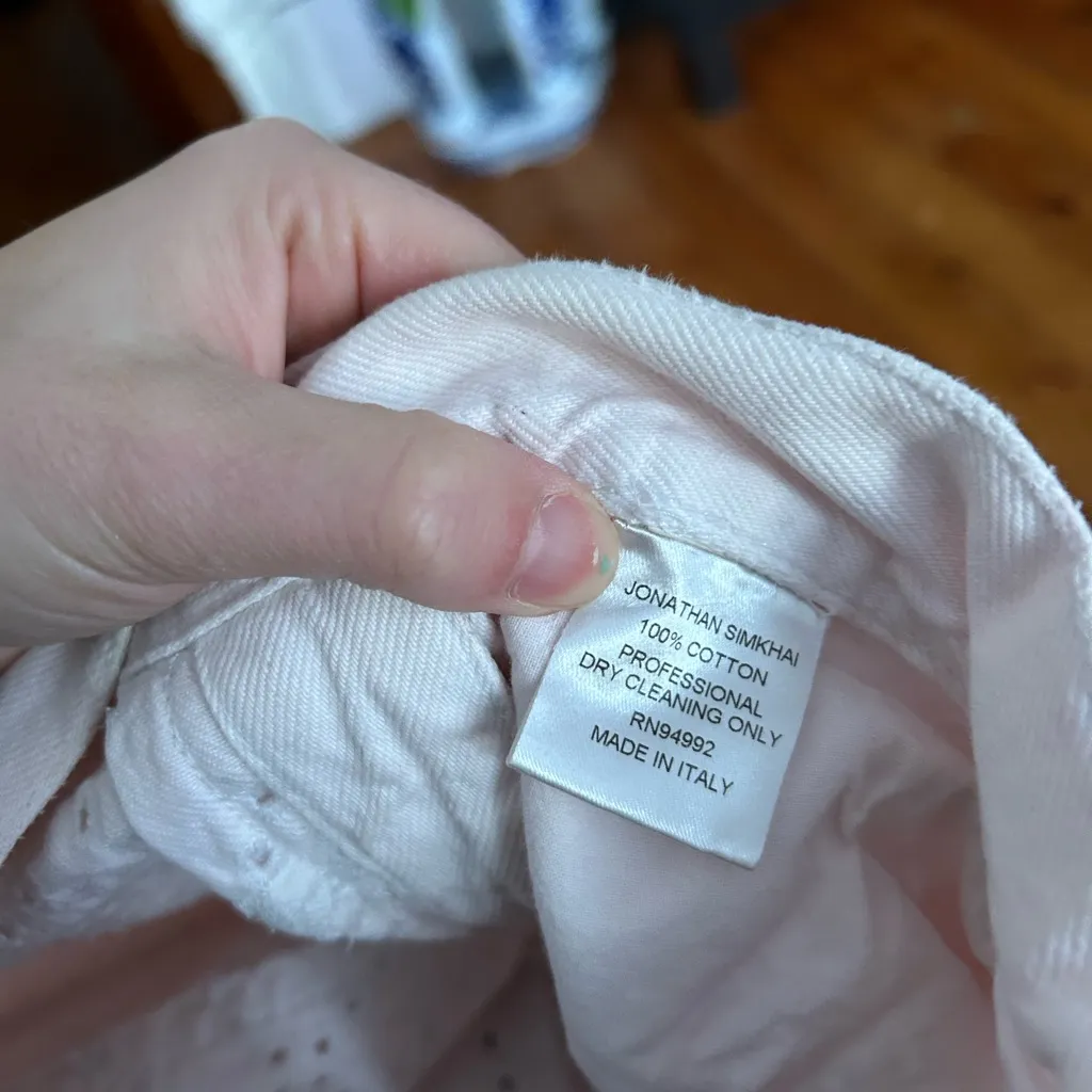 Jonathan Simkhai Eyelet Jeans pale pink button sides White Size 25 - Image 7