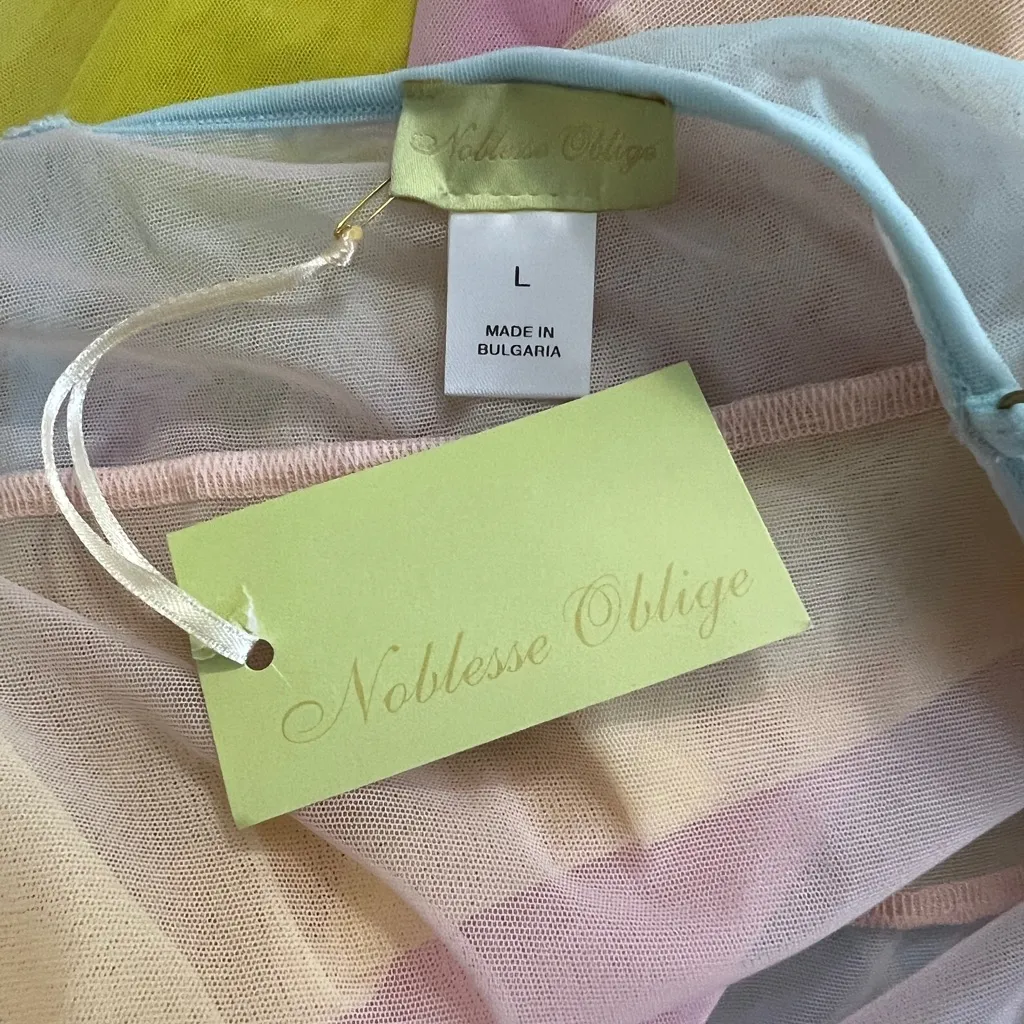 NWT Noblesse Oblige Pastel Tiered Mesh Nightgown Slip Dress Sheer Ruffle L Pink Size L - Image 6