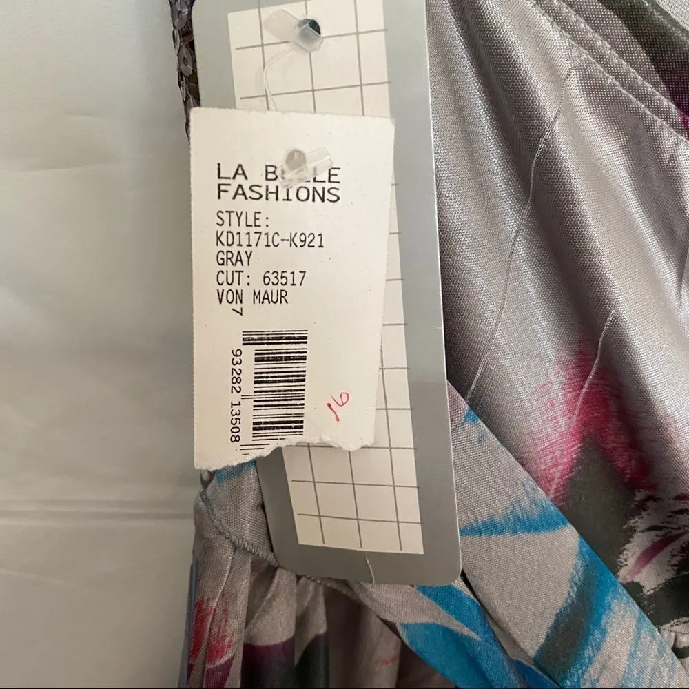 LA BELLE Womens Multicolored Silky Sequin Formal Gray - Image 6