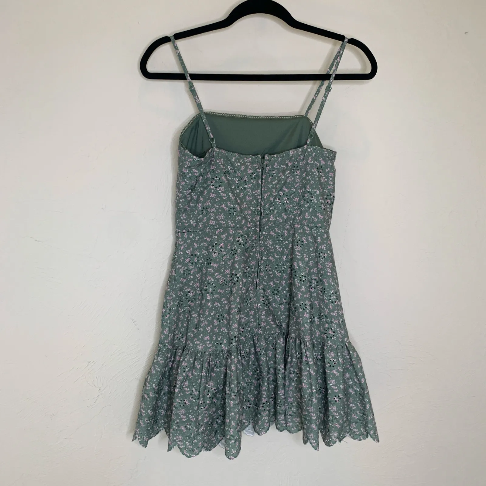 Altar'd State Sage Green Floral A Line Dress Ruffle Sz XS - Image 6