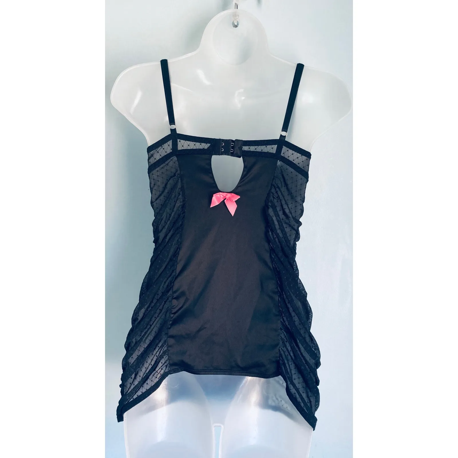 Vintage Victoria's Secret Babydoll Black and Pink 34B - Image 4
