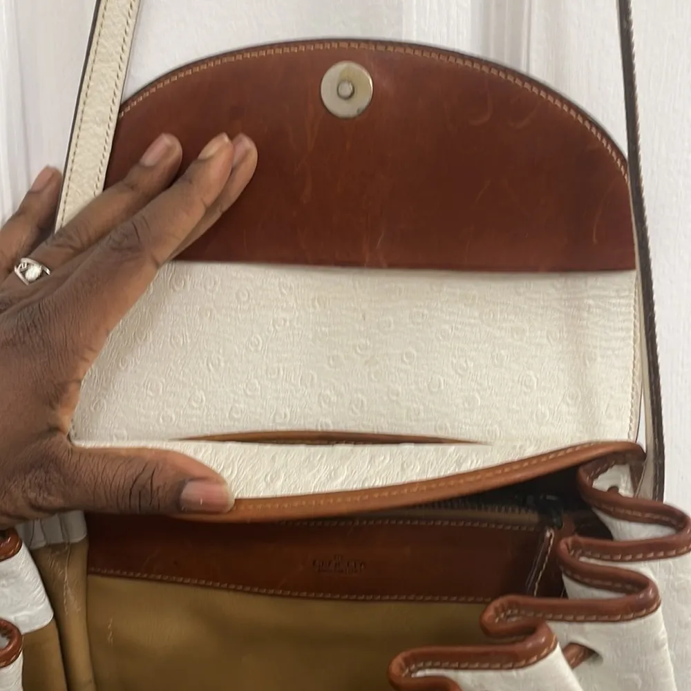 Vintage Cloetta Made In Italy Crossbody Leather Bag Brown & Beige Textured - Image 7