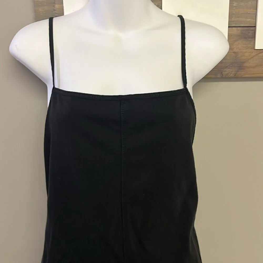 ZARA Black Pull-On Spaghetti Strap Cotton Romper w/ Attached Belt Straps- Large - Image 2