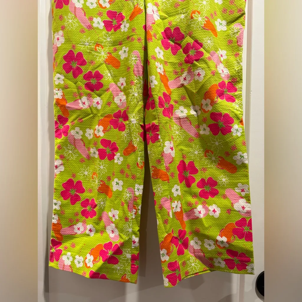 Women’s Vtg Lilly‎ Pulitzer Gidget Flip Flops Cropped Pants Size 10 - Image 2