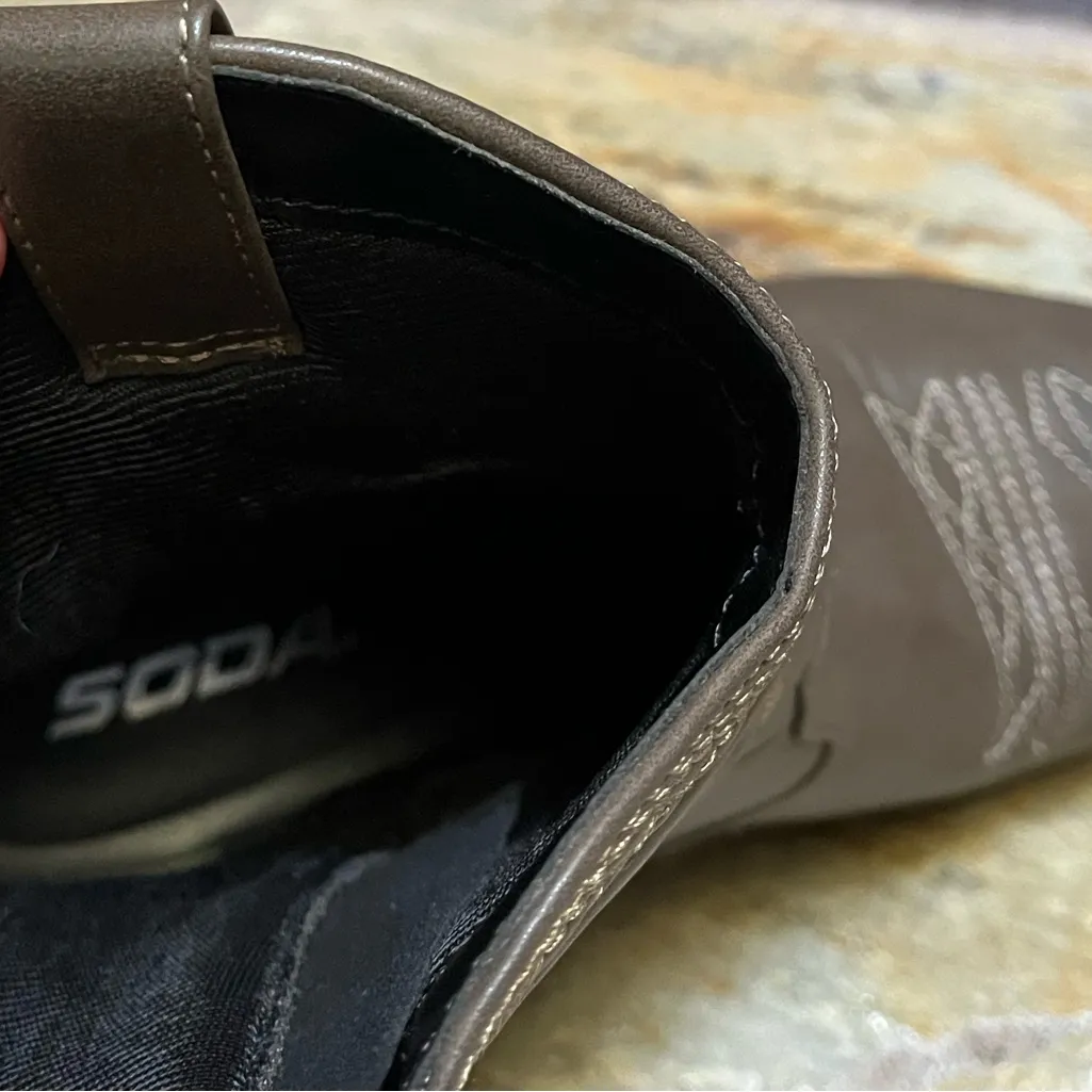 Soda Picotee Women Western Cowboy Cowgirl Stitched Ankle Boots Brown 8.5 - Image 7