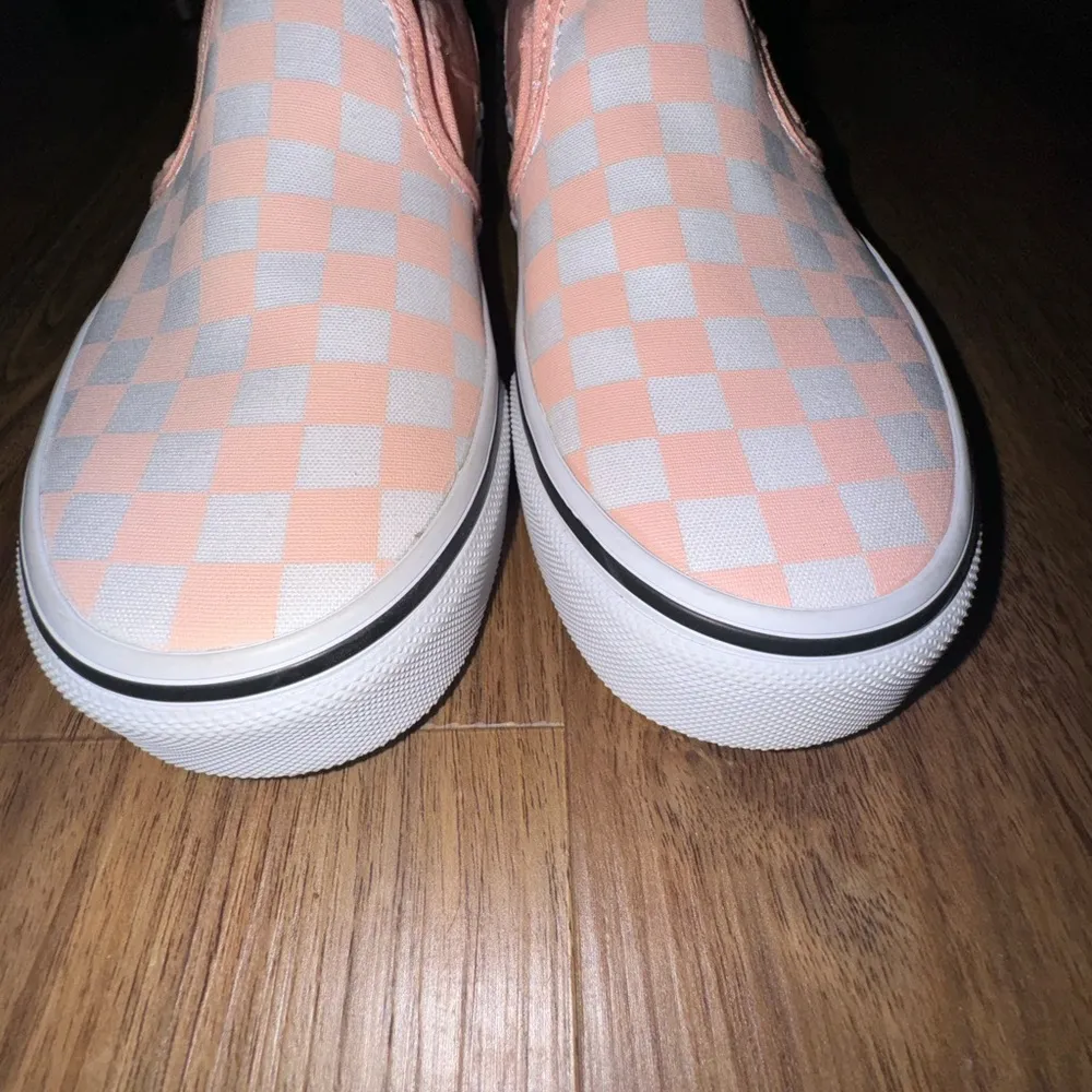 Peach Slip-On Checkerboard Vans - Image 3