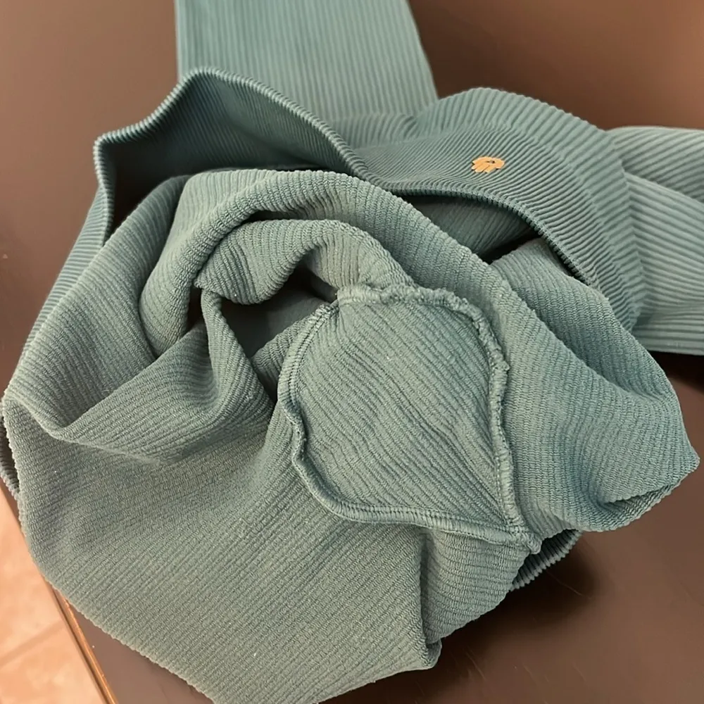 Spiritual Gangster Metta Yoga seamless ribbed leggings, teal green, size M/L - Image 10