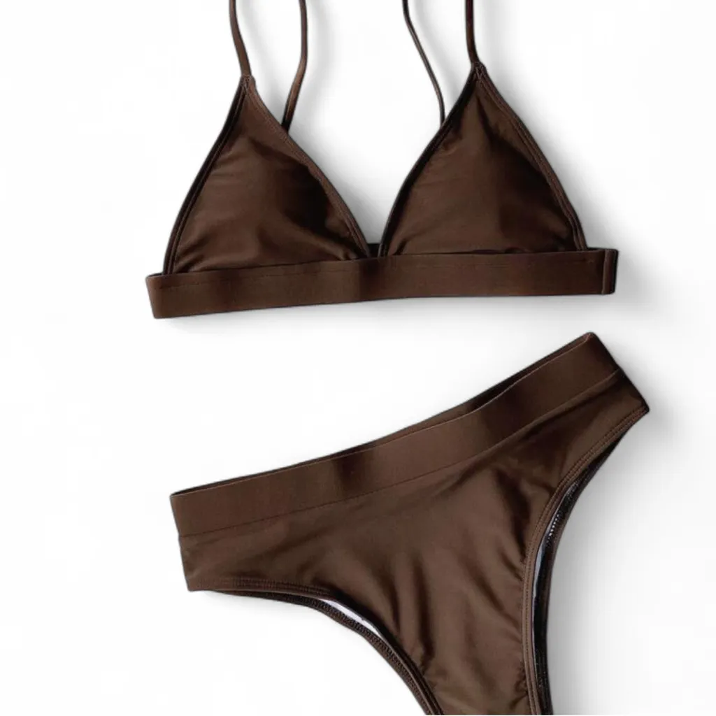 SHEIN Deep Brown High Waisted Cheeky Bikini Set - Image 2