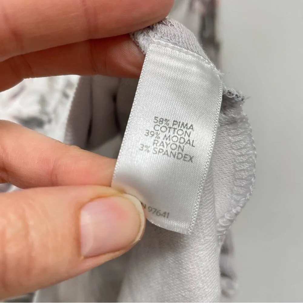 Pure Jill Grey Water Color Floral Print Long Sleeve Blouse Womens XL Boho Tunic Gray - Image 9