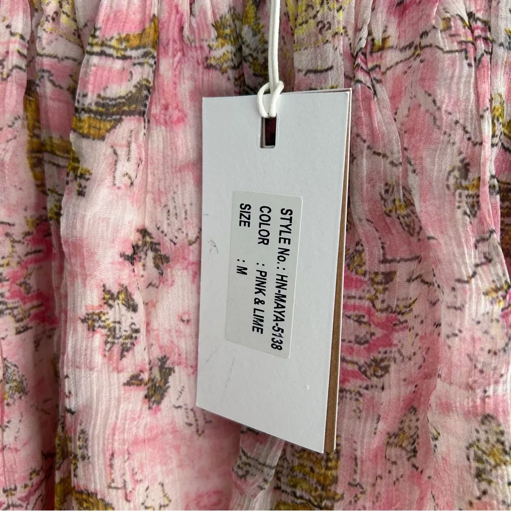 Hemant & Nandita Maya Mini Skirt in Pink & Lime Size M NWT Size M - Image 4