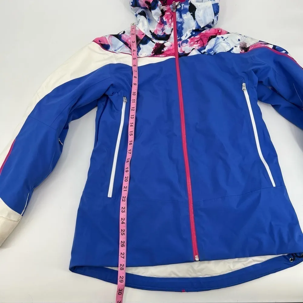 Spyder Syncere Women's Winter Hooded Jacket blue & white style 164260 Size 8 - Image 3