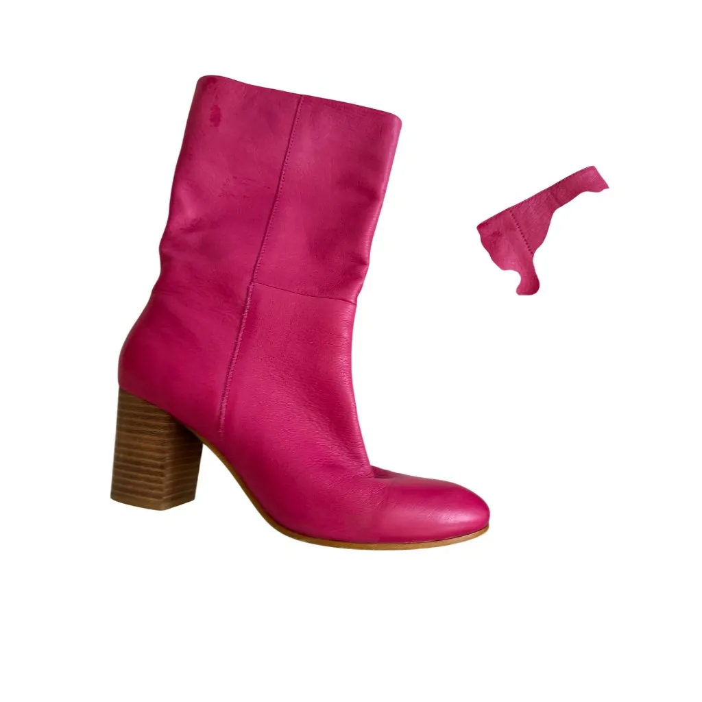 SILENT D Ubay Pink Leather Pull On Boots Size 38 / US 8 - Image 2