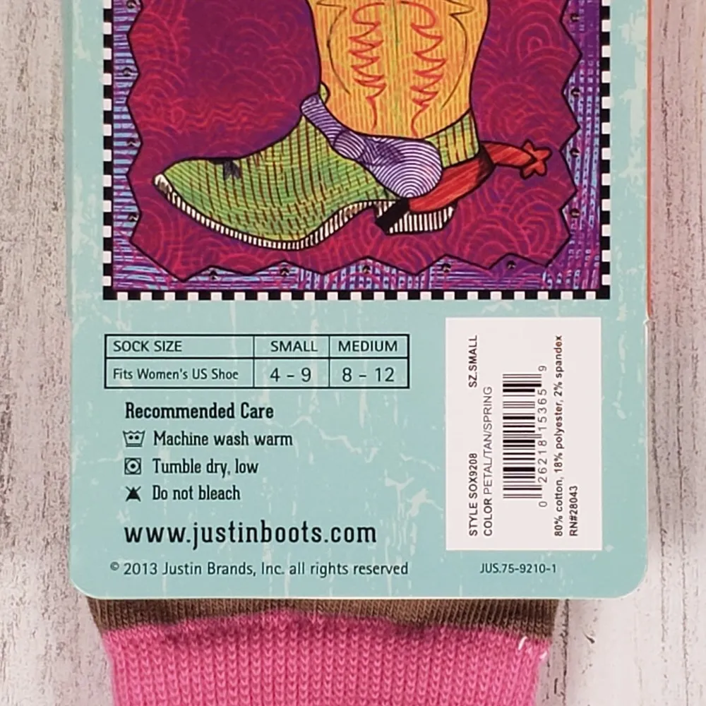 NWT Justin Boots Fashion Cushioned Sole Striped Crew Socks Women's Size Small - Image 5