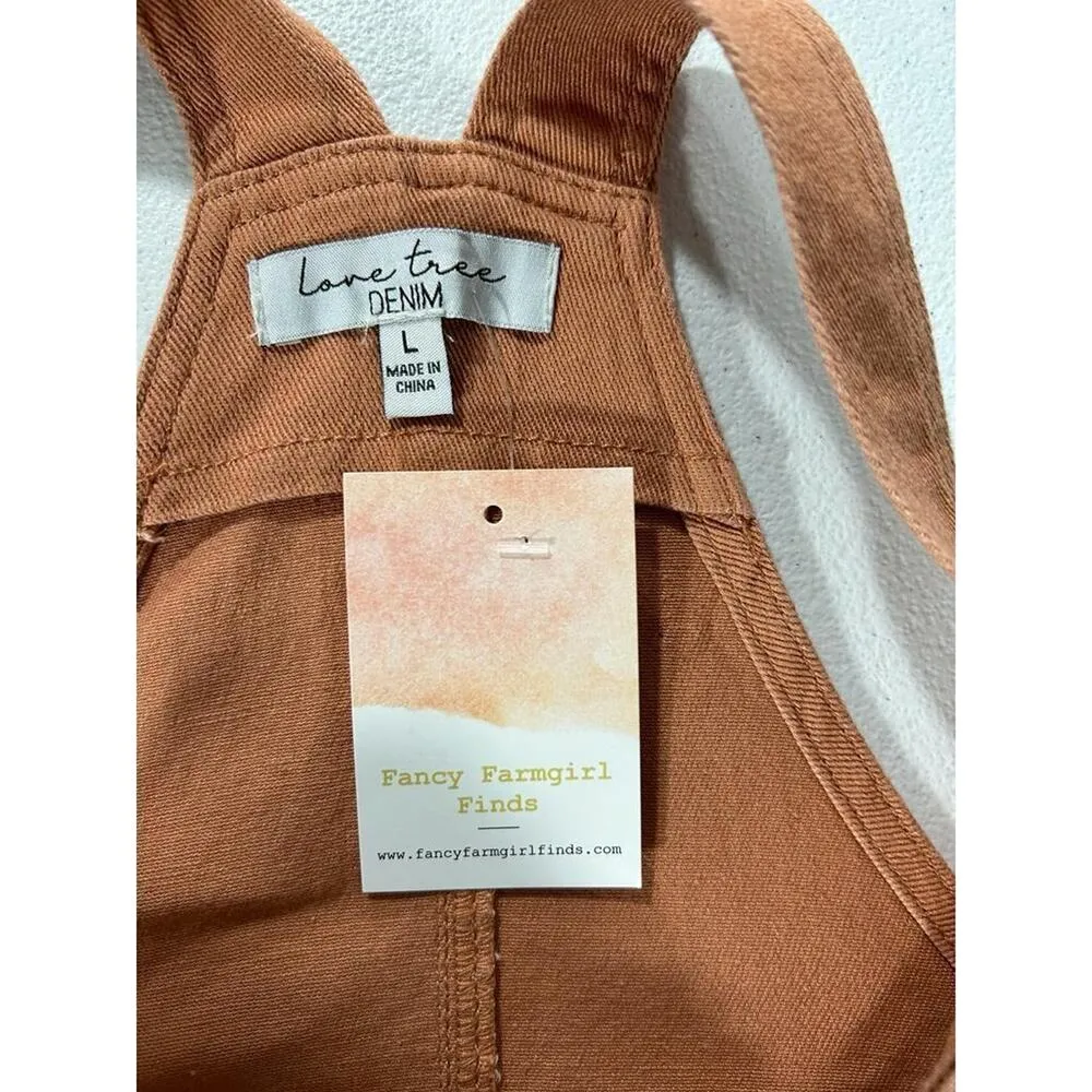 Love Tree Denim Jean Bib Overall Jumper Skirt Womens Juniors Size L Mamey Color - Image 3