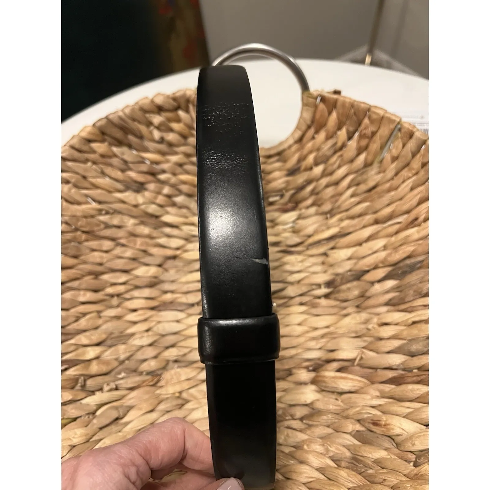 VTG 80s CIPRIANI Full Grain Leather Belt Black Silver Buckle 1980s Size M - Image 10