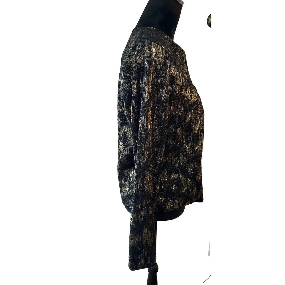 Bobeau Jacket Open Black Metallic Long Sleeve Lightweight Women's Medium Stretch - Image 3
