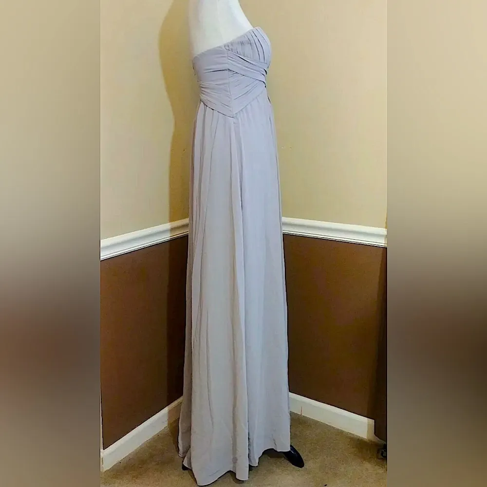 Gray Pleated Chiffon Strapless Maxi Formal Dress Gown Small from Modcloth - Image 4
