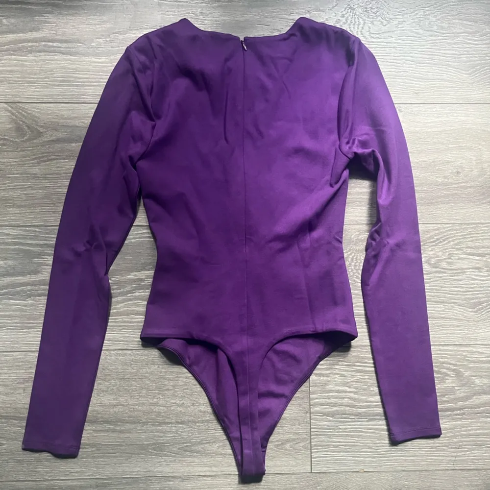 Lovers and Friends Purple Deep V Long Sleeve Lace Up Bodysuit Size S Revolve - Image 2