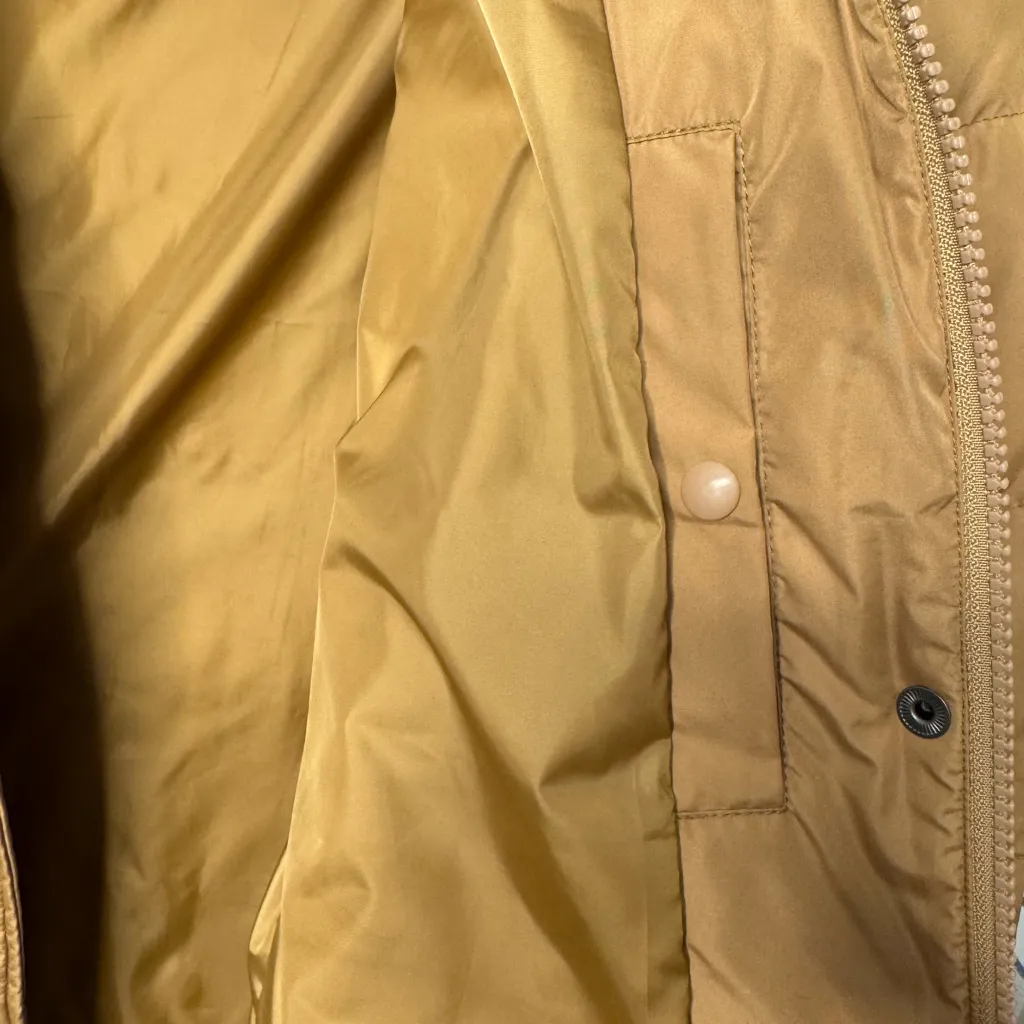 Lands' End  Women's Max 600 Down Puffer Jacket Coat Hits Thigh Camel Size 14-16 - Image 4