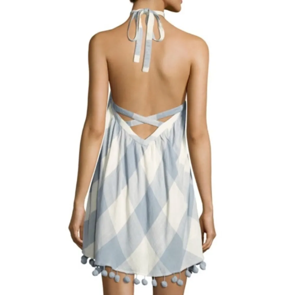 Tularosa Halter Checkered Pom Pom Dress - Image 2