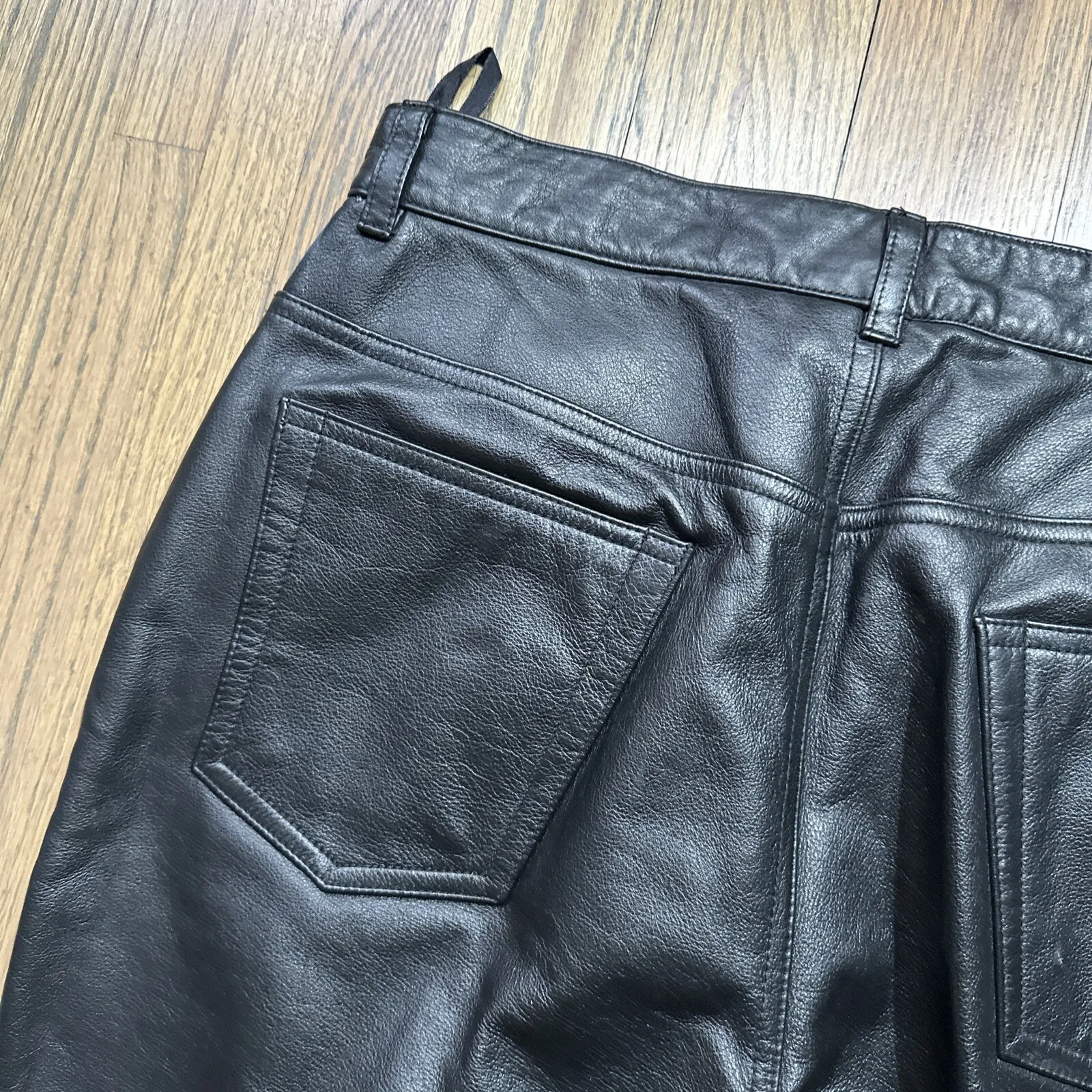 Ralph Lauren Green Label Black Leather Jeans Pants SZ 10 30x32 Biker Moto *Smoke - Image 16