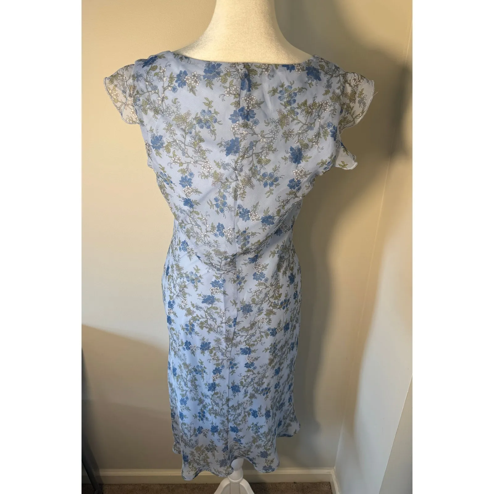 Vintage Y2K Floral Fairy Garden Dress Size 4 Blue - Image 3