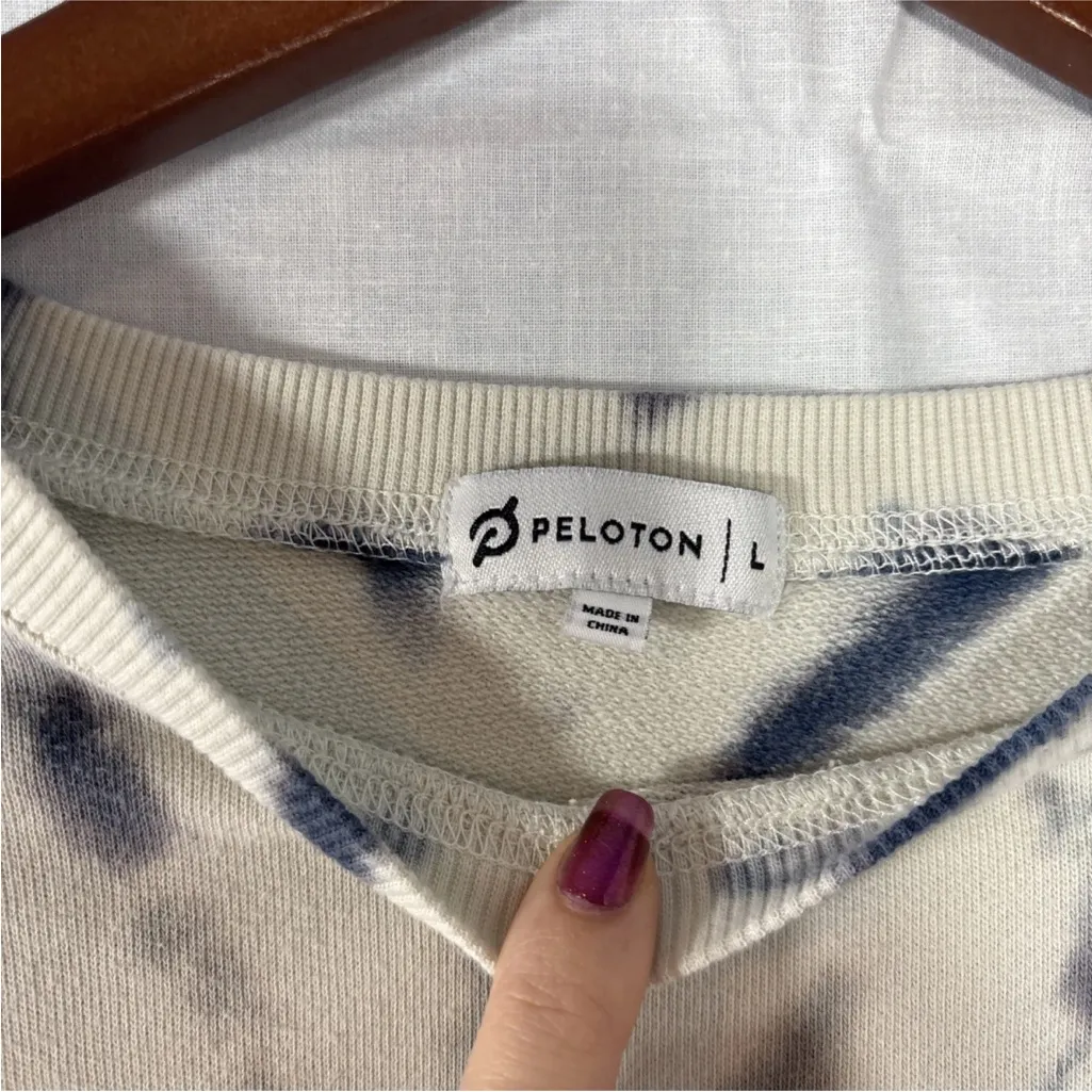 Peloton Sweatshirt Blue Tie Dye Large Pullover Crewneck Shirt Warmup Gear - Image 3